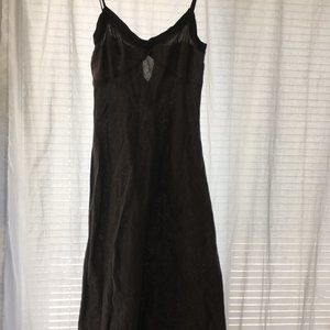 Pretty, flowy, strappy brown linen vintage 00’s dress